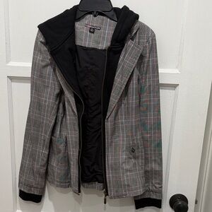 Volcom Gray Plaid Hooded Jacket